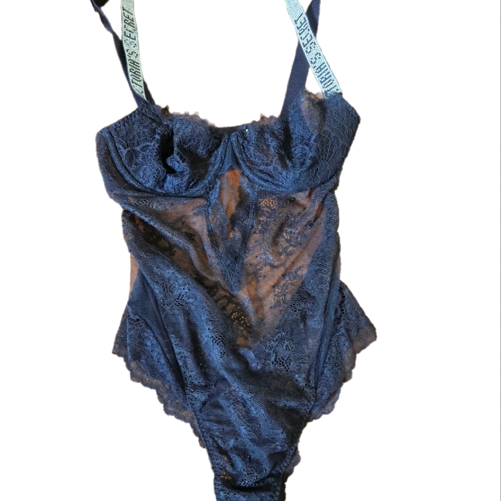 Victorias Secret Black Lace Sheer Mini Dress And Black Sheer Intimates